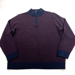Pendleton waschbarer Woll Shetland 1/4 Zip Pullover Sweater Gr. XL marine burgund - Bild 1 von 8