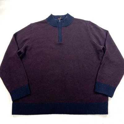 Pendleton Washable Wool Shetland 1/4 Zip Pullover Sweater Size XL Navy Burgundy - Image 1 of 4