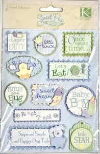K&Company Sweet Pea Little Prince Baby Boy Grand Adhesions Scrapbooking Stickers - Picture 1 of 4