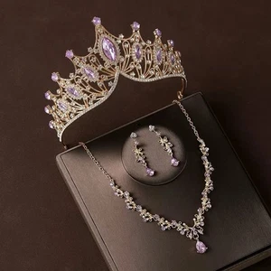 Swarovski Crystal Bride Wedding Crown tiara necklace and earrings set - Picture 1 of 3