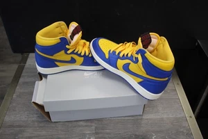 NIKE AIR FORCE 1 LE Women's (GS) FV5951 RETRO Blue Yellow High Tops Size 6.5 NEW - Picture 1 of 6