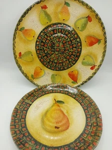 2 NEIMAN MARCUS handbemalt/gefertigt Vintage Teller Made in Italy Frühling Birnen Set  - Bild 1 von 24