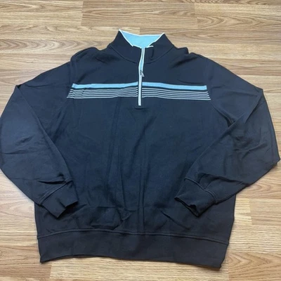 Suéter Carnoustie Para Hombres Mediano Negro Azul Cuarto Cremallera Golf Pullover a Rayas Foto 1 de 4
