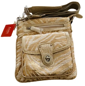 Alba Crossbody Purse Beige Gold Sparkly Textured bag Zip Pocket NWT - Picture 1 of 4
