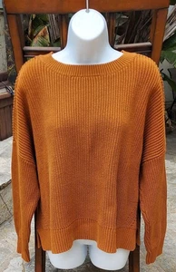 DULUTH TRADING Women's Rust Brown Tight Knit Sweater Short 3/4 Sleeve EUC Sz XXL - Picture 1 of 5