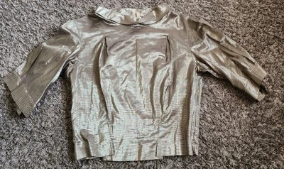 Viktor & Rolf Cotton Metallic Pleated Blouse Top Italy Women's Sz 44 M - Image 1 of 4