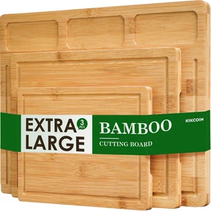 Schneidebrett 3er Set, Bambus Schneidebretter für Küche, Schwerlast Holz Se - Bild 1 von 12