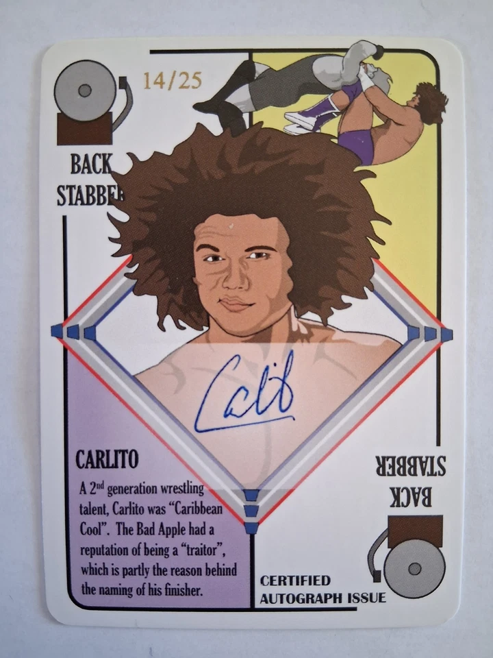 Tarjeta de lucha libre CARLITO escasa #14/25 2022 CERTIFICADA AUTO FIRMADA WWF Foto 1 de 1