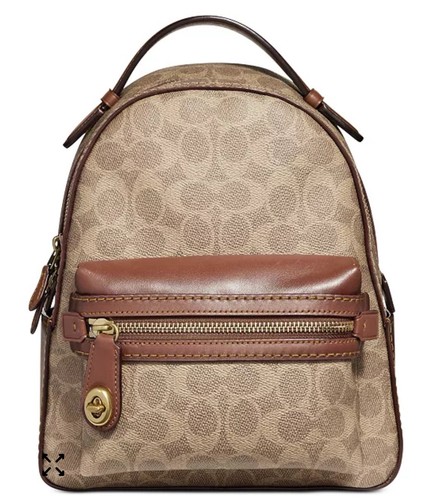 Zaino Coach Campus 23 in tela rivestita firmata borsa pelle marrone 32715