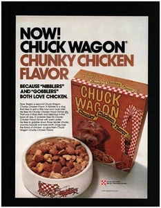1974 Chuck Wagon Dog Food Original Print Ad ~ Fast Ship ~ Chunky Chicken Flavor - Bild 1 von 1