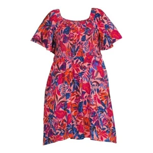 TERRA & SKY - PLUS SIZE: 5X (32W-34W) - Flutter Sleeve Fit & Flare Dress - NEW! - Picture 1 of 4