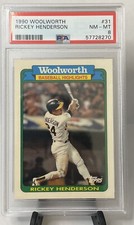 PSA 8 Rickey Henderson 1990 Topps Woolworth card #31