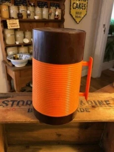 Bebidas/frasco de comida vintage Aladdin marrón y naranja de los años 70 - ¡retro! - Imagen 1 de 3