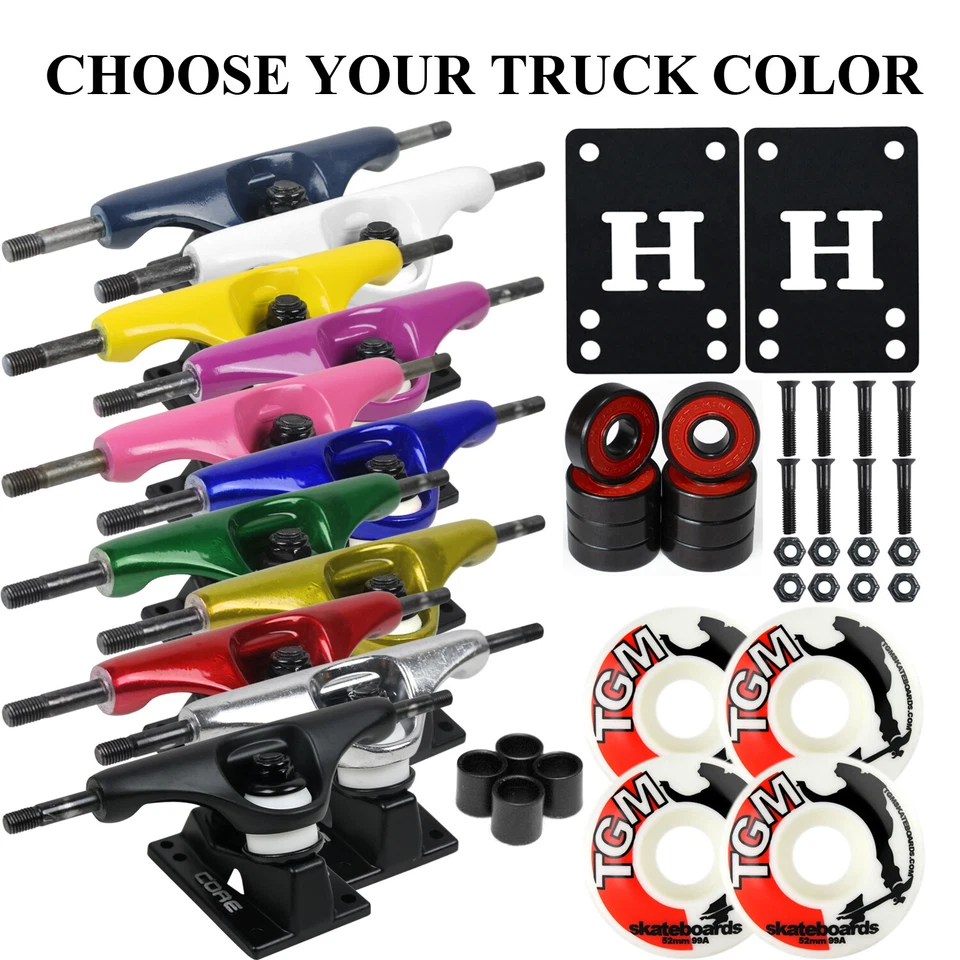 Paquete Core Skateboard Camiones 5.0" con Ruedas Blancas 52mm + Componentes Foto 1 de 1