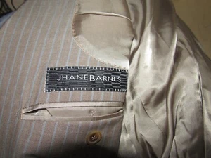 JHANE BARNES Men's 42 Reg Wool Blazer Sport Coat Light Brown Blue Stripe - Picture 1 of 5