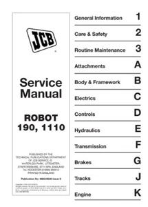 JCB Roboter 190,1110 Kompaktlader Werkstatt Service Reparatur Handbuch USB - Bild 1 von 1