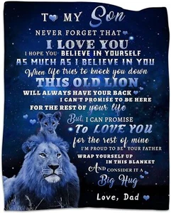 To My Son Blanket From Dad Lion Blanket For My Son Son Gifts From Dad Gift For S - Picture 1 of 3