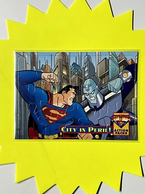 1996 Skybox DC Superman Action Packs Puzzle Card PZ3 City In Peril - Image 1 of 2