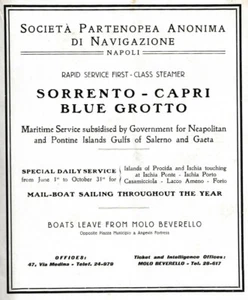 PUBBLICITA' 1931 PIROSCAFI LUSSO SORRENTO CAPRI GROTTA AZZURRA SERVIZI MARITTIMI - Foto 1 di 1