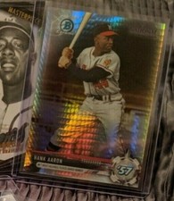 HANK AARON🔥MINT PRISM REFRACTOR⚾2017 TOPPS NATIONAL CONVENTION BOWMAN CHROME📈