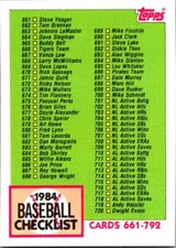 1984 Topps #781 Checklist: 661-792 CL
