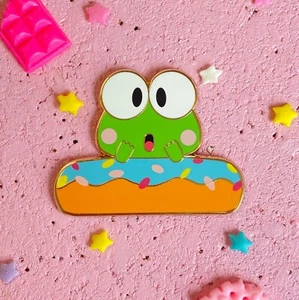 Surprised Keroppi in a Donut Enamel Pin - Picture 1 of 4