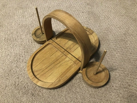 ADORABLE COLLAPSIBLE WOOD TRAY/BASKET TRIVET - VINTAGE Foldable Sides Cover