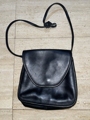 Vintage Coach #9806 "Lindsay Bag" tracolla in pelle nera con tracolla danneggiata