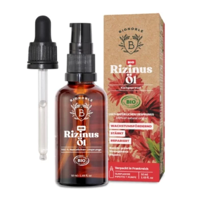 BESUCHE DEN BIONOBLE-STORE Bionoble Rizinusöl Bio 50Ml - 100% Rein, Natürlich, Kaltgepresst - Wimpern, Auge