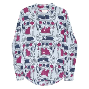 THOMAS PINK LONDON Womens Shirt Grey Silk Crazy Pattern Long Sleeve UK 6 - Picture 1 of 6