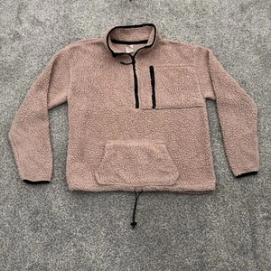 Vintage 90s Y2K No Boundaries Womens Juniors XL 15-17 Sherpa Jacket 1/4 Zip Pink - Picture 1 of 11