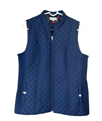 Chaleco acolchado acolchado acolchado acolchado acolchado con cremallera completa azul bolsillos delanteros talla M Kim Rogers para mujer Foto 1 de 4