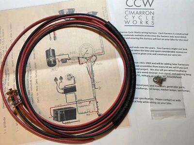 Harley 1939-1947 Tail Lamp Light Wiring Harness Wire Kit Solid Colors 4704-39B - Image 1 of 3