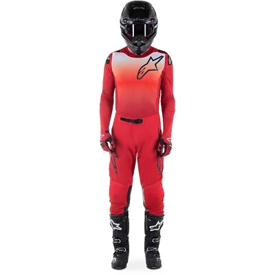 Completo Hombre Cross Camiseta Pantalones Alpinestars Supertech Risen Rojo Mars - Imagen 1 de 4