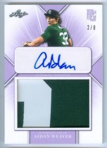 AIDAN WEAVER "LAVENDER PATCH AUTOGRAPH /8" LEAF PERFECT GAME NATIONAL 2021
