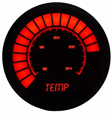 2 1/16" Universal Analog Water Temp Gauge Red LEDs Black Bezel Made In The US - Image 1 of 4