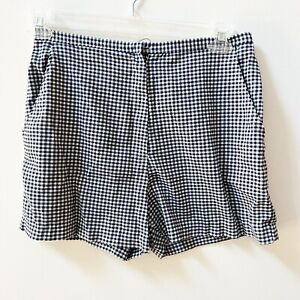 Vintage 90s Navy Blue Gingham Shorts Womens 12 Hot Pants Route 66