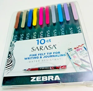 ZEBRA SARASA PUNTA IN FELTRO FINE NUOVA CON ETICHETTE 4 SCRITTURA|GIORNALE. RESISTENTE ALL'ACQUA. 10 ct - Foto 1 di 2