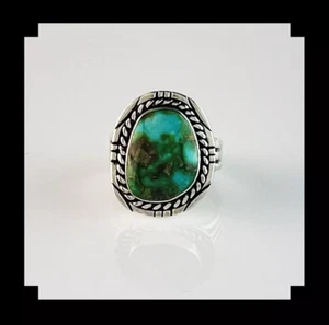 Handcrafted Sterling and Sonoran Gold Turquoise Ring Size 8 - Picture 1 of 6