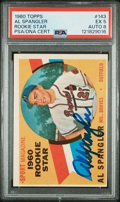 AL SPANGLER 1960 TOPPS ROOKIE RC  AUTOGRAPHED SIGNED AUTO PSA 5 AUTO 8 - Image 1 of 2
