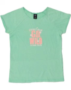 GAP Girls Graphic T-Shirt Top 11-12 Years XL Green Cotton BM53 - Picture 1 of 4