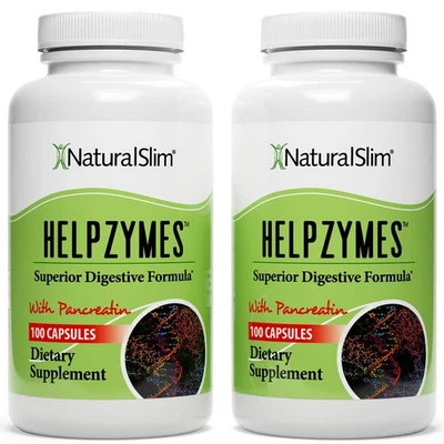 Paquete de 2 fórmulas digestivas NaturalSlim Helpzymes - cápsulas de enzimas digestivas Foto 1 de 2
