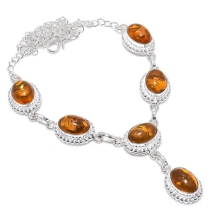 Baltic Amber Gemstone Handmade 925 Sterling Silver Jewelry Necklace Size 18" - Picture 1 of 1