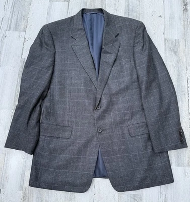 Blazer Hickey Freeman Para Hombre Lana/Seda Sala de Juntas 2 Botones Gris Azul 43L Foto 1 de 4