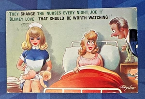 Bamforth Comic Postkarte 1967 Freche Anspielungen WECHSLE DIE KRANKENSCHWESTER JEDE NACHT Nr. 2378 - Bild 1 von 2