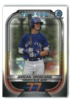 2021 Bowman #BTP-77 Jordan Groshans Chrome Bowman Scouts Top 100 - Image 1 of 2