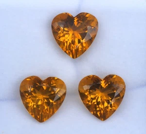 16,46 ct Top Luster Miglior Grado Mandarino Arancio/Citrino Naturale - Cuore 3 pz - Foto 1 di 2
