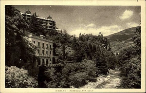 Merano Meran Italien Italia AK ~1920/30 Passeggiata Gilf Stadt Berge Fluß Häuser - Bild 1 von 1
