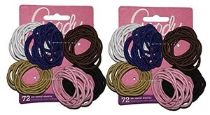 Goody Girls Ouchless Elastic Hair Ties No-metal 144 count Original Colors 2-Pack