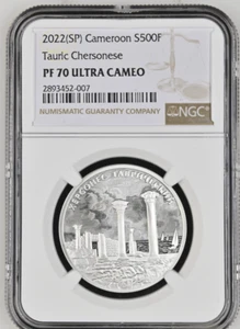 500 FRANCS 2022 CAMEROON TAURIC CHERSONESE SILVER PROOF NGC PF70 - Picture 1 of 6